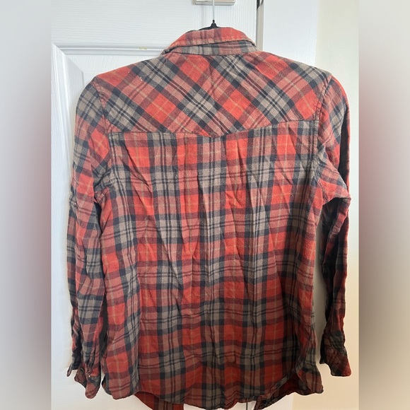 Angie Red and Green Plaid Flannel Button Up, Ladies’ Size Medium - Picture 3 of 7